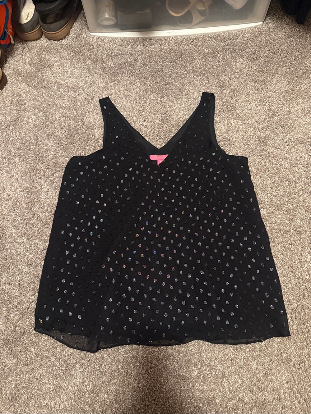 Lilly Pulitzer size medium Black shimmer  V-Neck Tank Top
